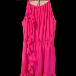 O49 Amanda Uprichard Fuchsia Ruffle Mini Dress